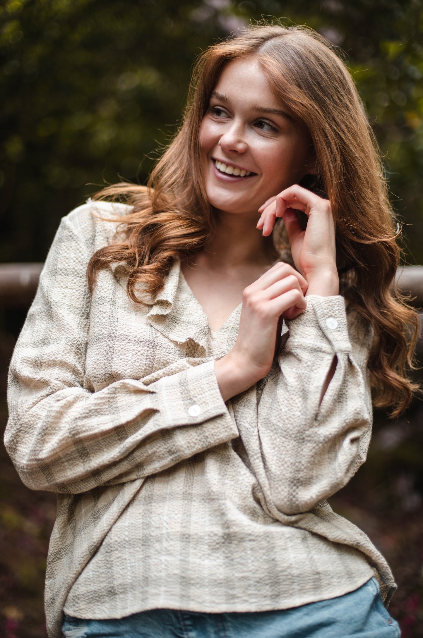 Organic Check Wrinkled Blouse