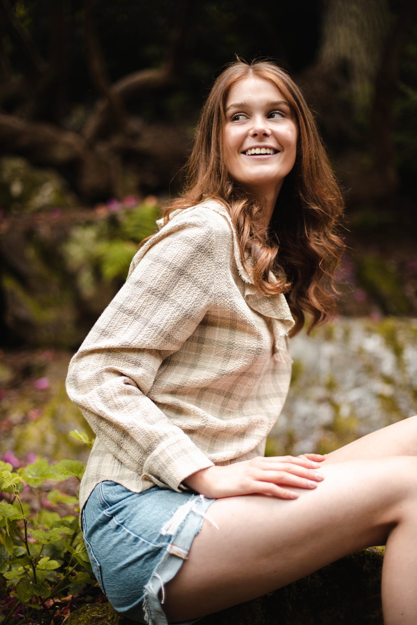 Organic Check Wrinkled Blouse