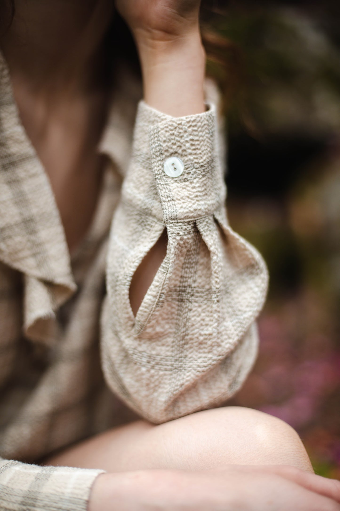 Organic Check Wrinkled Blouse
