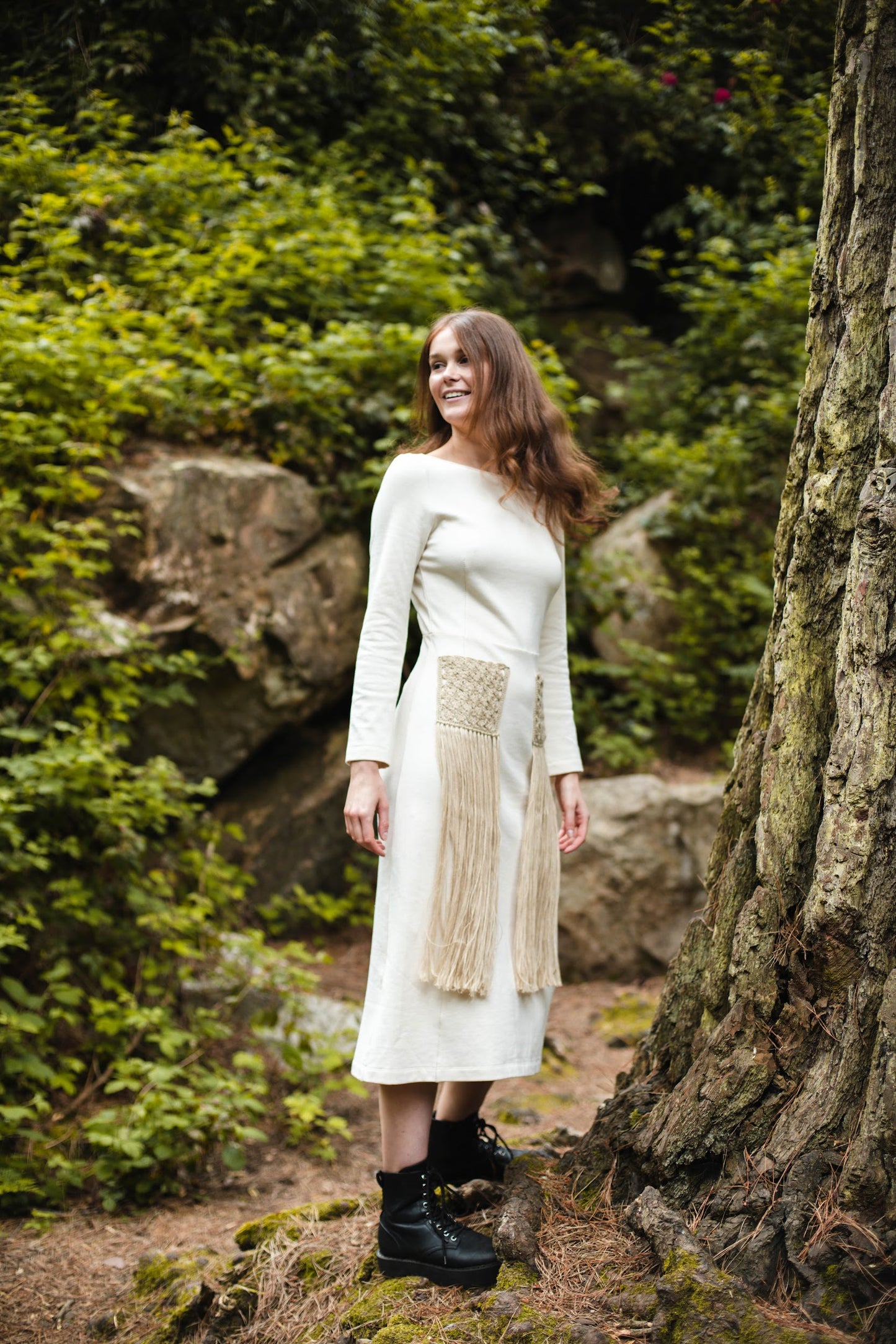 Organic Dress with Hand Knitted Pockets