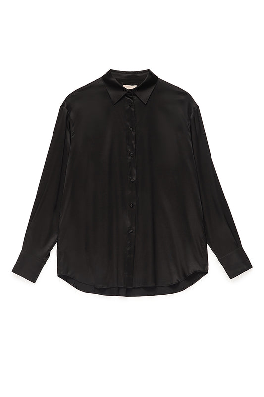 Black Organic Peace Silk Shirt