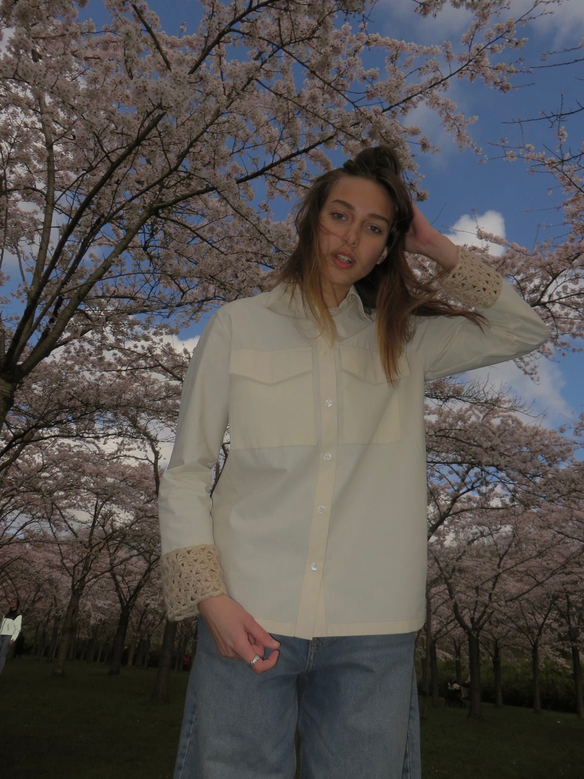 Organic Shirt with Hand Knitted Cuffs