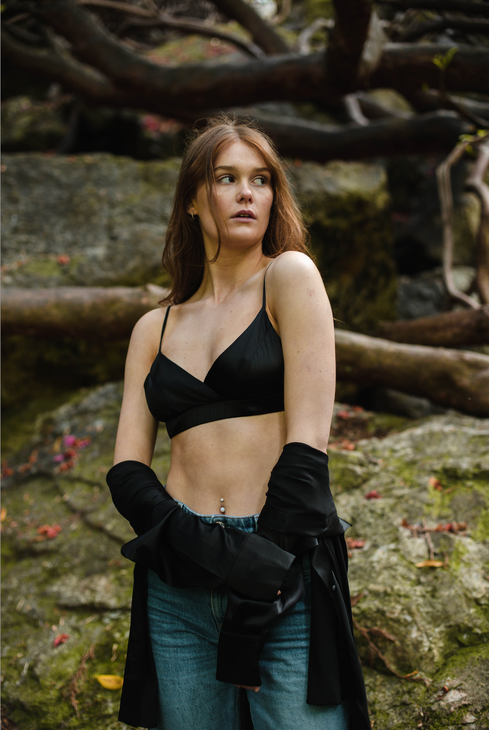 Black Organic Peace Silk Bra