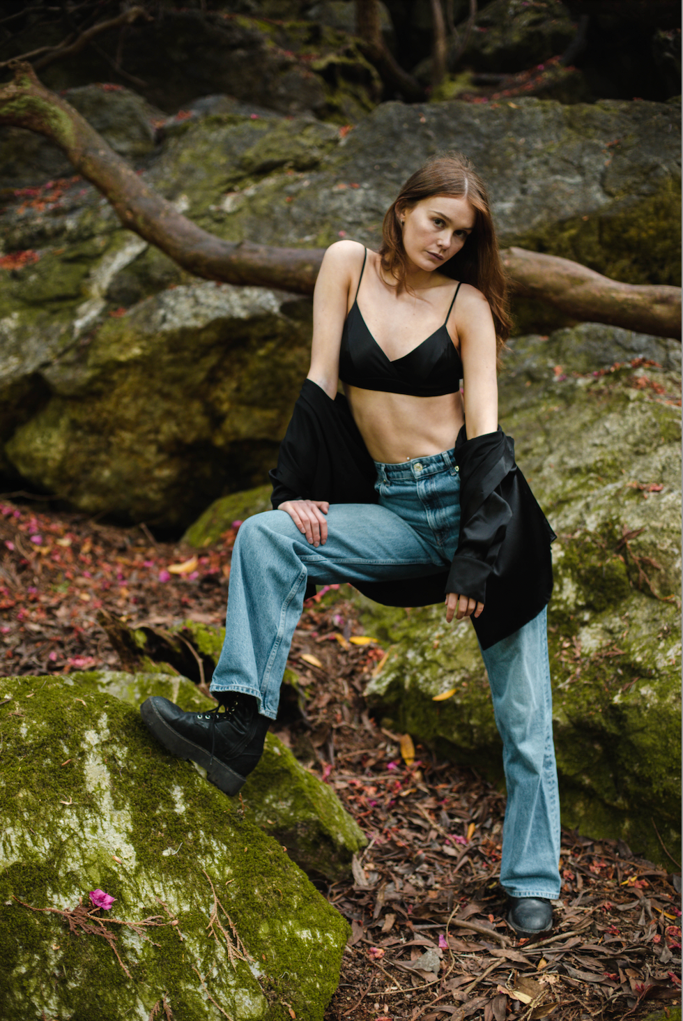Black Organic Peace Silk Bra