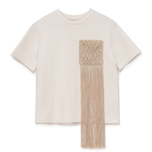 Organic T-shirt with Hand Knitted Pocket