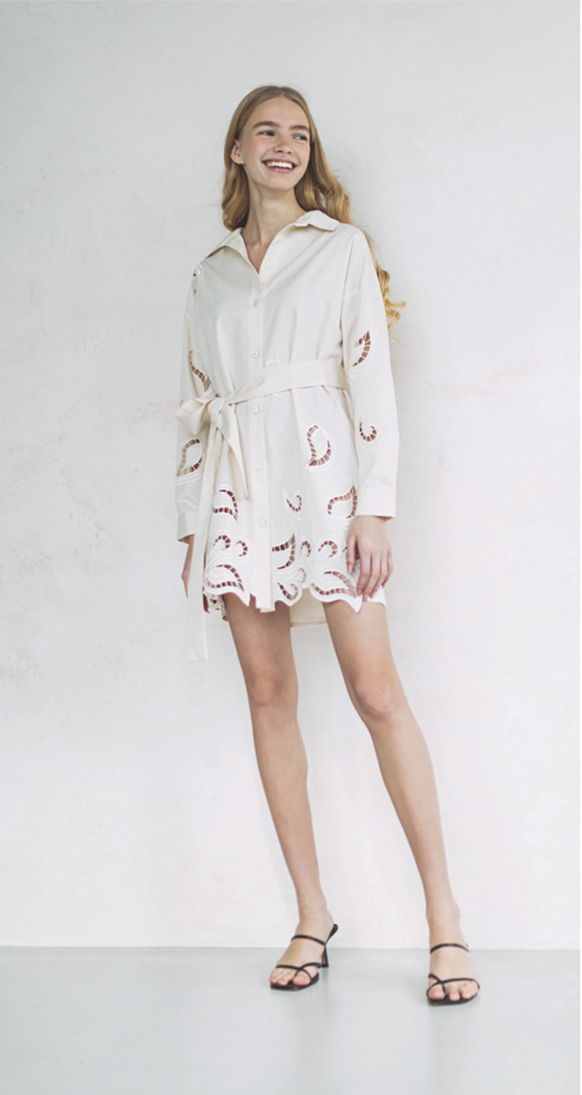 Organic Cotton Dress with Cutwork Embroidery