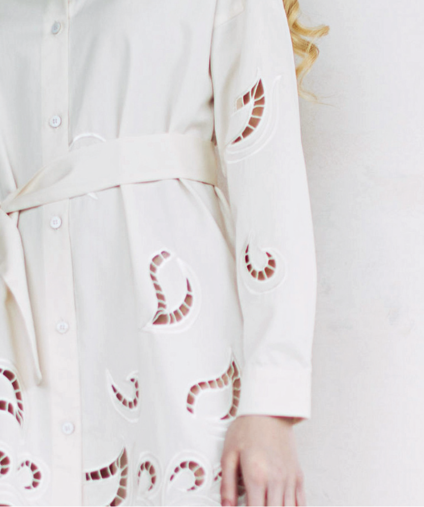 Organic Cotton Dress with Cutwork Embroidery