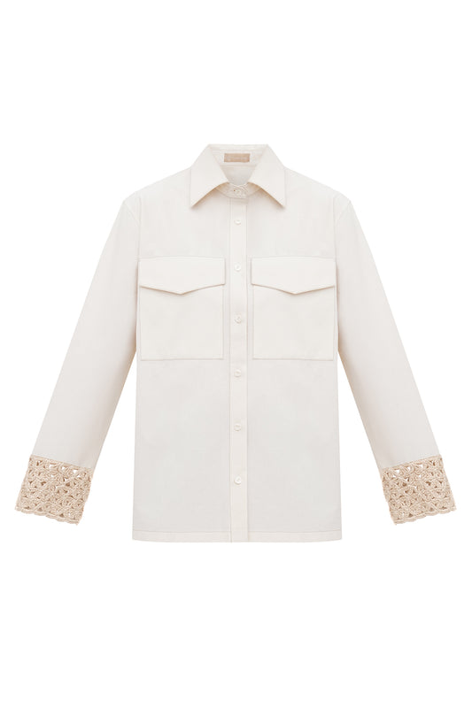 Organic Shirt with Hand Knitted Cuffs