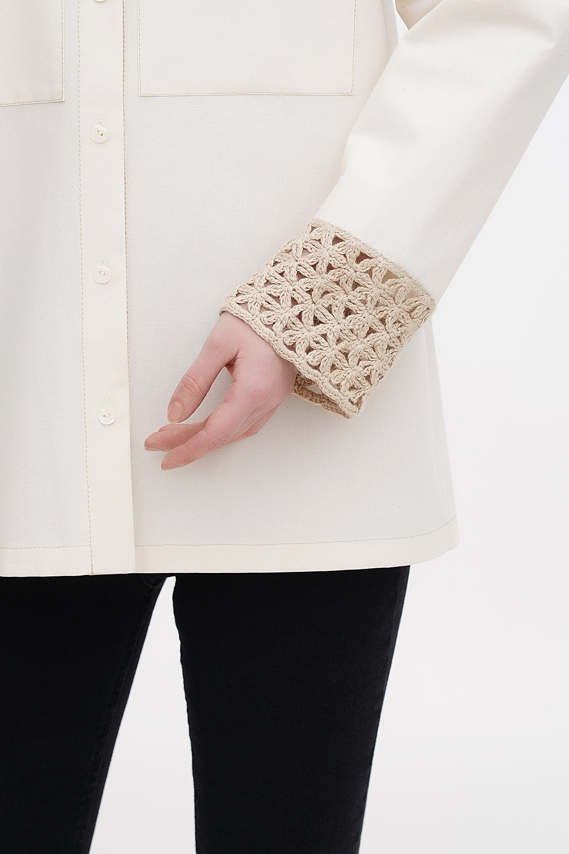 Organic Shirt with Hand Knitted Cuffs