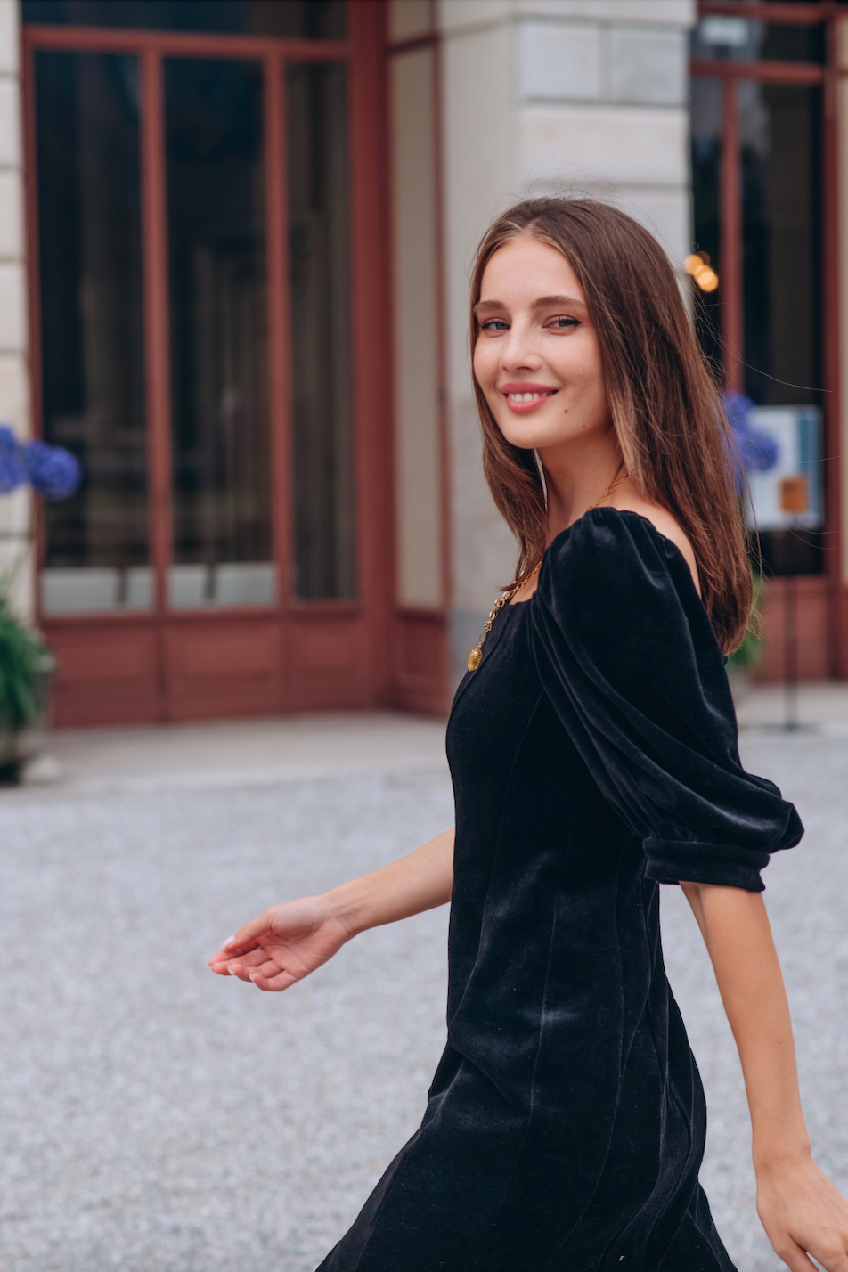 Organic velour short dress