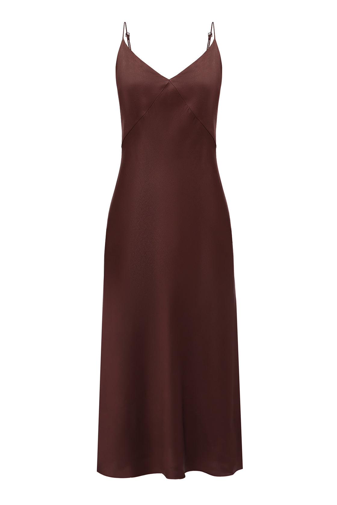 Chocolate organic peace silk midi slip dress