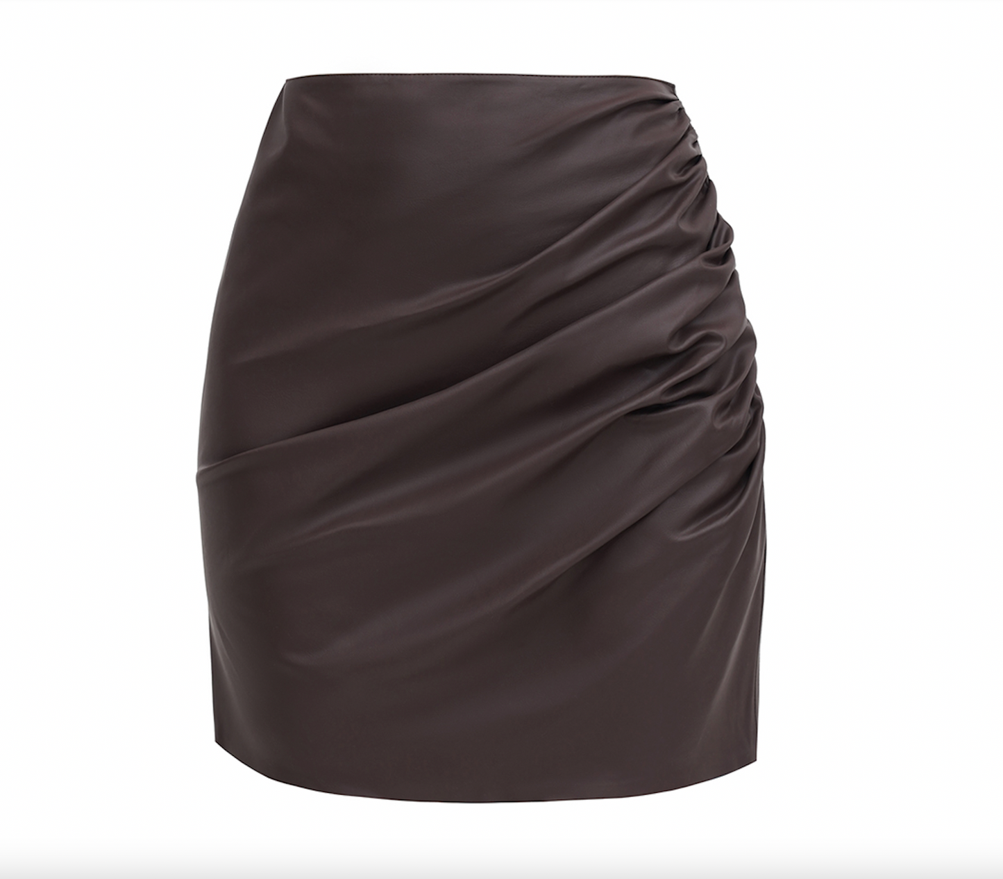 Organic vegan leather skirt with drapery